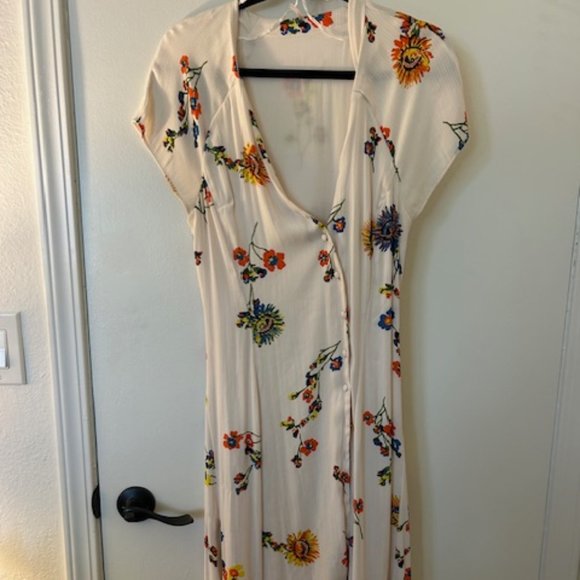 Free People Midi Dress Pale Pink - Picture 1 of 2